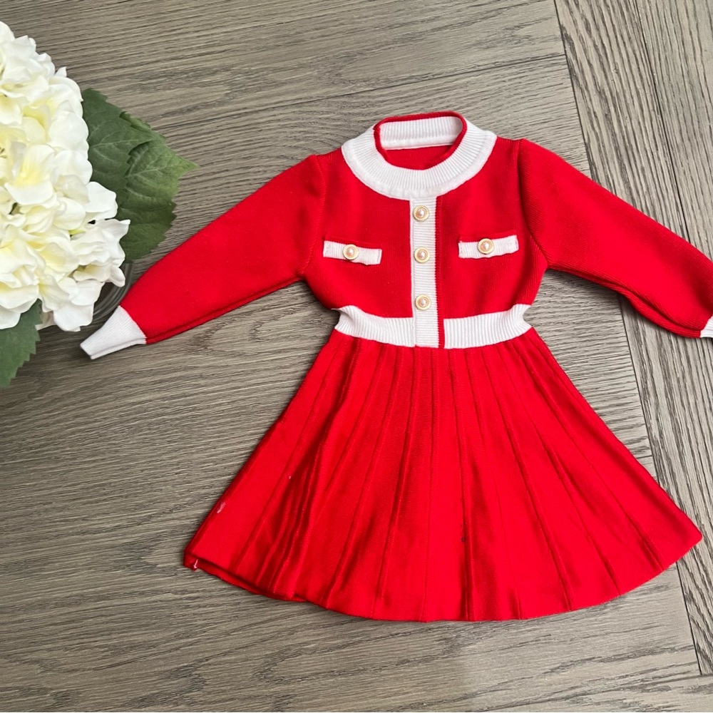 Sweater Dress with pearl button detail